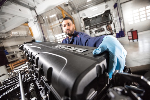 DAF technician working in workshop dealership